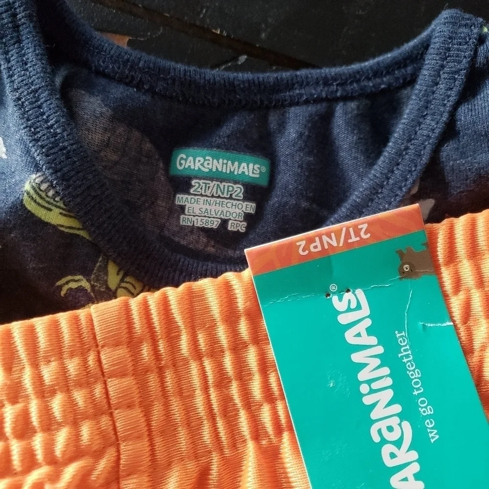Garanimals Toddler Boy 2T Outfit Set Dinosaur Tank Top Orange Basketball Shorts